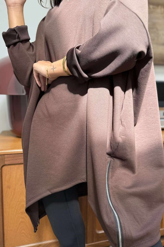 The Soft Tech Jersey Zippy Sweatshirt Chocolate